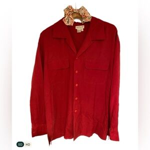 Ann Taylor 100% silk red button down blouse - Large baggy fit / work top shirt
